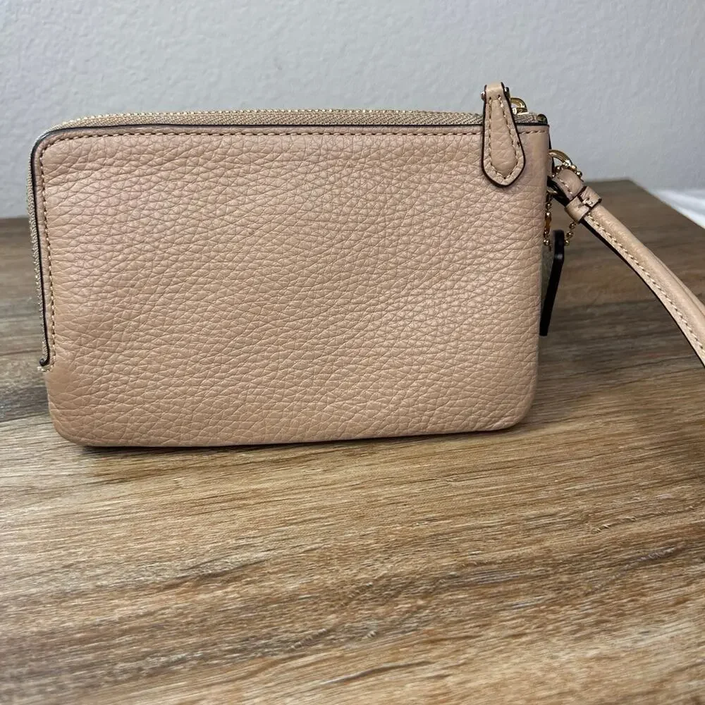 Coach Double Zip Leather Wristlet